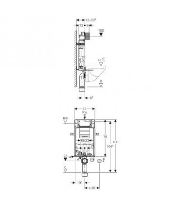 Built in cistern wall mounted toilet Geberit Combifix Sigm12 con suction