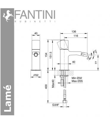 Bidet mixer single hole Fantini Lame'