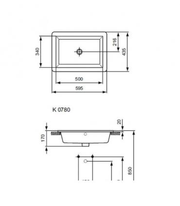 Lavabo da incasso sopra piano squadrato Ideal Standard Strada