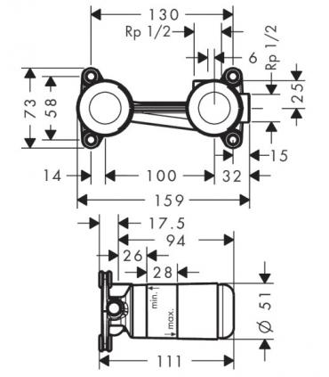 Corps à encastrer pour mitigeur lavabo Axor 13623180