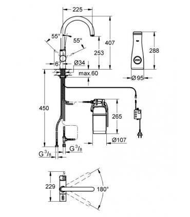 Electronic tap for sink Grohe collection Blue