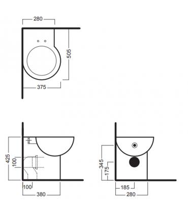 Angular toilet back to wall horizontal or vertical outlet HATRIA collection You&Me