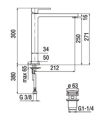 Miscelatore lavabo alto 30 Nobili serie UP scarico push