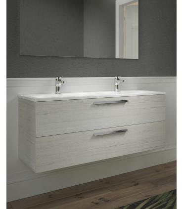 Armoire salle de bain double lavabo suspendu avec base a 2 tiroirs