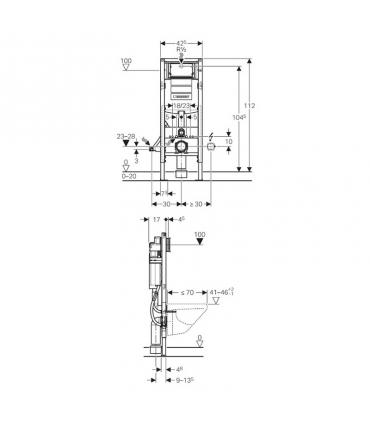 Built in cistern wall mounted toilet Geberit Duofix Sigm12 for disabled people