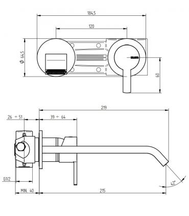 External part Washbasin mixer wall hung M-Due Bellosta