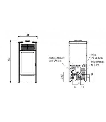 Italiana Camini Piro 2 Plus ductable pellet stove