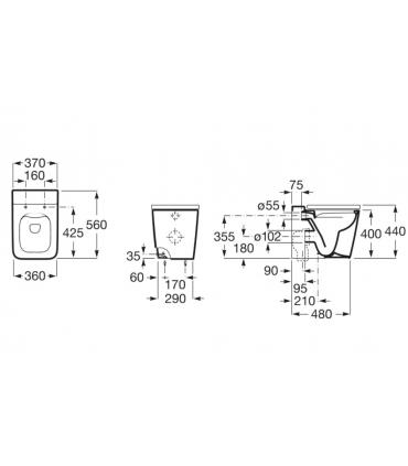 Wc a pavimento filo parete Roca Inspira Square rimless