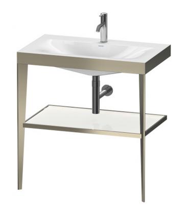 Struttura a pavimento XViu Duravit lavabo monoforo c-bonded sostegno champagne, ripiano in vetro