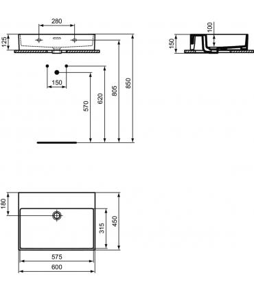 Lavabo da appoggio senza fori Ideal Standard serie Extra