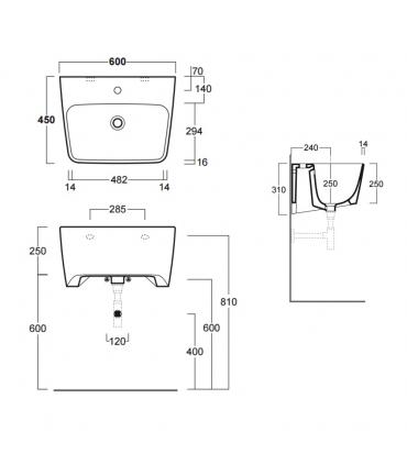 Washbasin wall mounted monphole profondo, Simas Degrade'