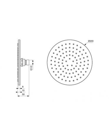 Shower head diameter 20cm, Ideal Standard Idealrain B9442AA, chrome