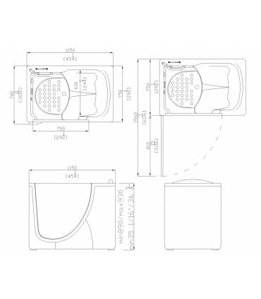 Bathtub for disabled people with door, Ponte Giulio