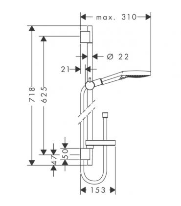 Rail coulissant à 3 jets Hansgrohe Raindance PowderRain Select