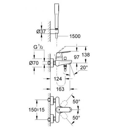 Grohe external bathtub mixer collection eurosmart cosmopolitan 32832