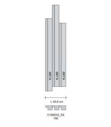 Radiatore verticale disallineato 3 elementi Tubes Rift ad acqua