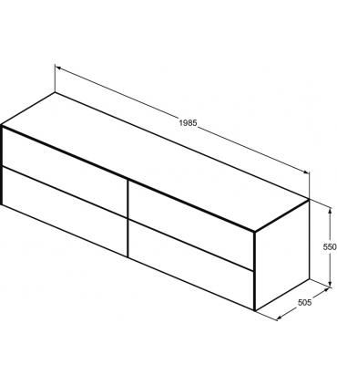 Armoire laquée à 4 tiroirs et plateau Ideal Standard Conca