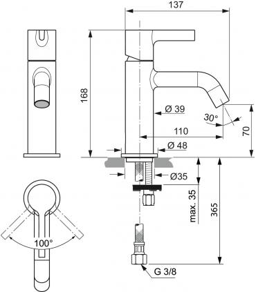 Miscelatore lavabo Ideal Standard Joy BC776 senza scarico
