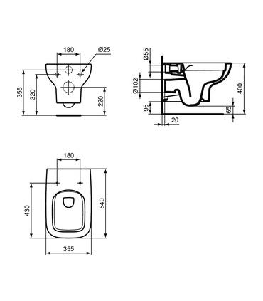 WC suspendu sans rebord Ideal Standard I-Life T4523