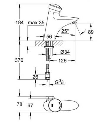 Robinet temporise lavabo Grohe Eurodisc SE