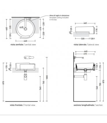 Flaminia Roll Round Semi-recessed Washbasin