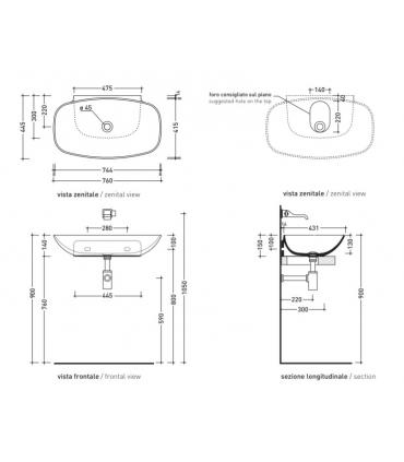 Lavabo a parete Ceramica Flaminia Nudaslim