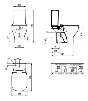 IDEAL STANDARD cassetta monoblocco con batteria serie Tesi New art.T356801