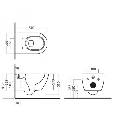 WC suspendu sans rebord PURE RIM avec fixations cachées série Fusion Alchemy