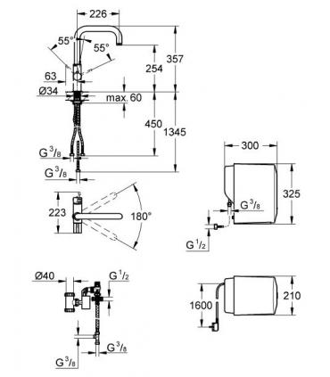 Robinet bec carre' Purificateur et eau chaud pour evier Red Grohe