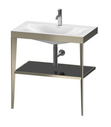 Struttura a pavimento XViu Duravit lavabo monoforo c-bonded sostegno champagne, ripiano in vetro