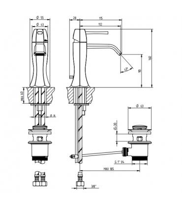 Washbasin mixer with drain Bellosta Stresa chrome