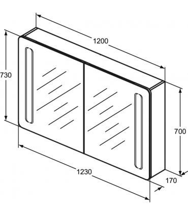 Specchio contenitore con luce integrata a due ante Ideal Standard