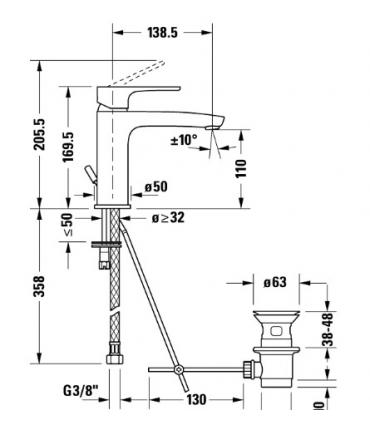 Washbasin mixer   Duravit B.1 size  M single hole