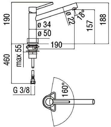 High spout mixer for kitchen Nobili collection Acquerelli AQ93113/1