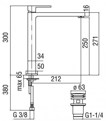 Miscelatore lavabo alto 30 Nobili serie UP scarico push