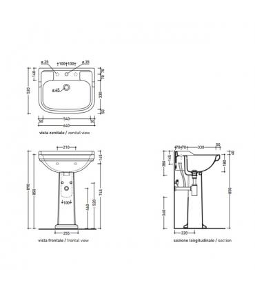 Lavabo sospeso monoforo Ceramica Flaminia serie Efi