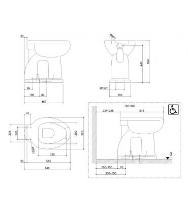 Toilettes de vase, avec ouverture avant, série 130 pont de Giulio