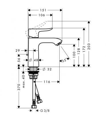 Single hole mixer for washbasin Hansgrohe collection METRIS