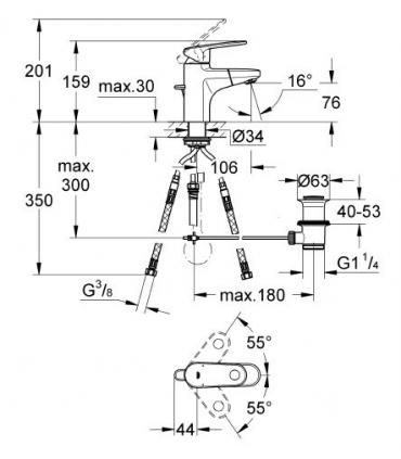 Miscelatore con doccetta estraibile Grohe serie europlus art.33155002