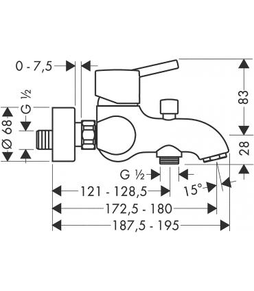 Miscelatore vasca esterno senza duplex serie Talis S2 Hansgrohe art.32