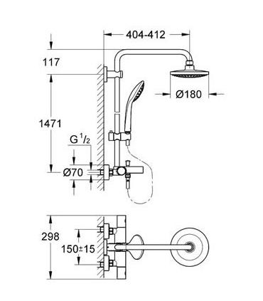 Colonnes douche externe thermostatique Grohe collection euphoria