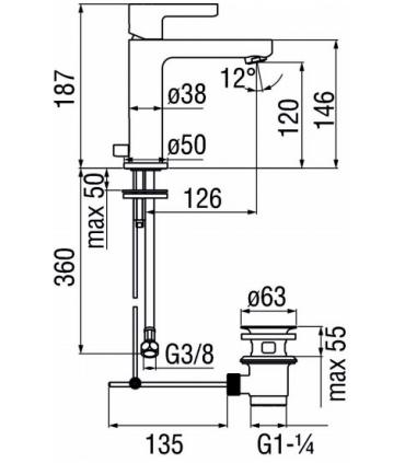 Washbasin mixer   Nobili series  Lira Uno with drain