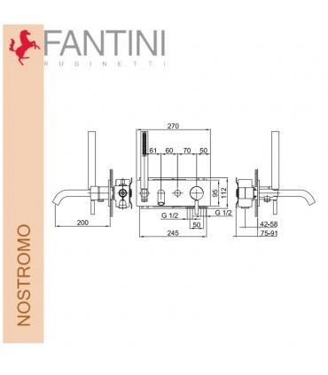 Partie externe mitigeur baignoire/douche encaster, Fantini Nostromo