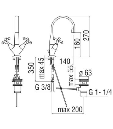 Miscelatore  lavabo monoforo bicomando Nobili serie Carlos Primero