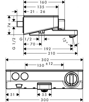 Miscelatore termostatico Hansgrohe esterno con bocca e select