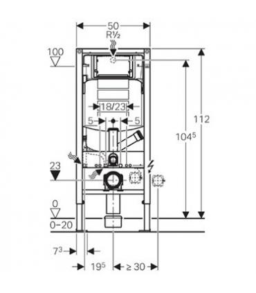 Reservoir a' encastrer wc susa' pied Geberit delofix Sigma 12 avec aspiration