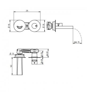 Miscelatore a parete Bellosta collezione Mose art.8805 3 E