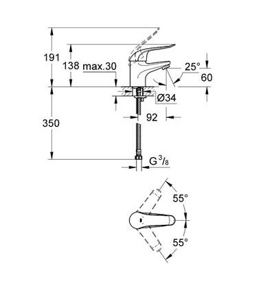 Grohe single hole mixer for washbasin collection euroeco 32762 chrome.