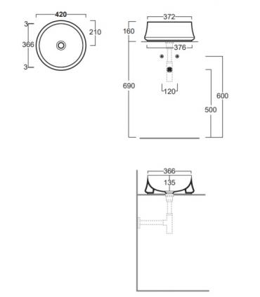 Lavabo tondo da appoggio Simas serie Sharp art.SH02