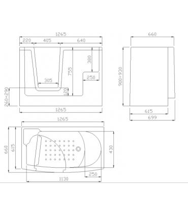 Bathtub for the disabled with white door for lateral entrance Ponte Giulio